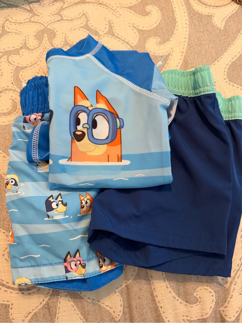 Bluey Kids' Swim Set - Blue Rash Guard & Shorts